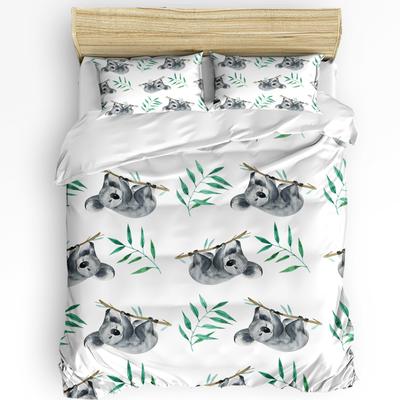 Tier Koala Bär Baum Gedruckt Komfort Bettbezug Kissenbezug Heimtextil Bettdeckenbezug Junge Kind Teenager Mädchen 3-teiliges Bettwäscheset
