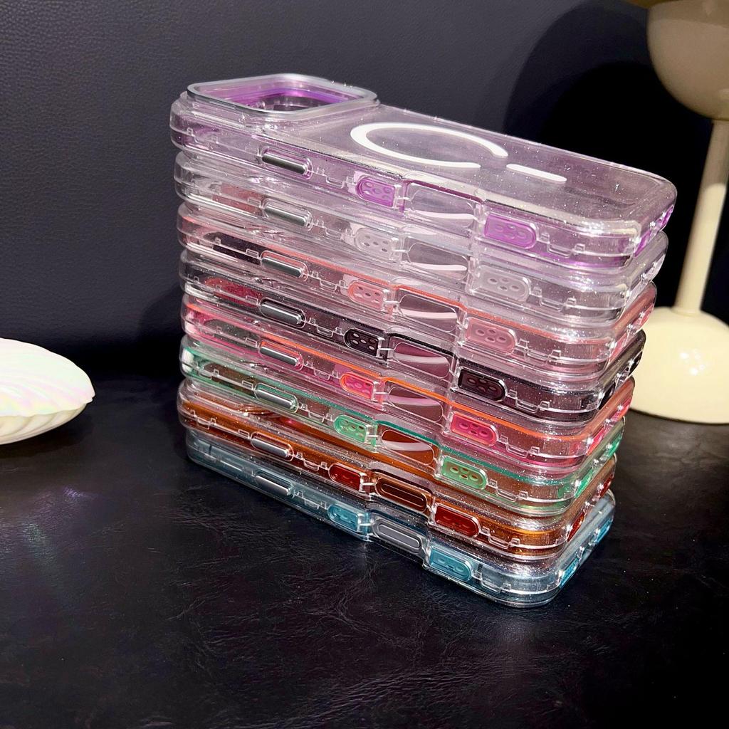 Magnetic Glitter Lens Holder Case for Apple iPhone 14/15Pro/16/17Promax