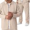 Men's Fashion Anti-Wrinkle Waffle Jacket Suit with Long Sleeve and Pants for Spring/Autumn