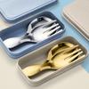 Portable Kids Utensils Set with Stainless Steel Spoon Fork and Case, Mini Tableware for Lunch Box Picnic Camping