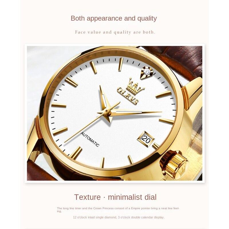 OLEVS Relógio de marca totalmente automático relógio mecânico luminoso à prova d'água relógio feminino