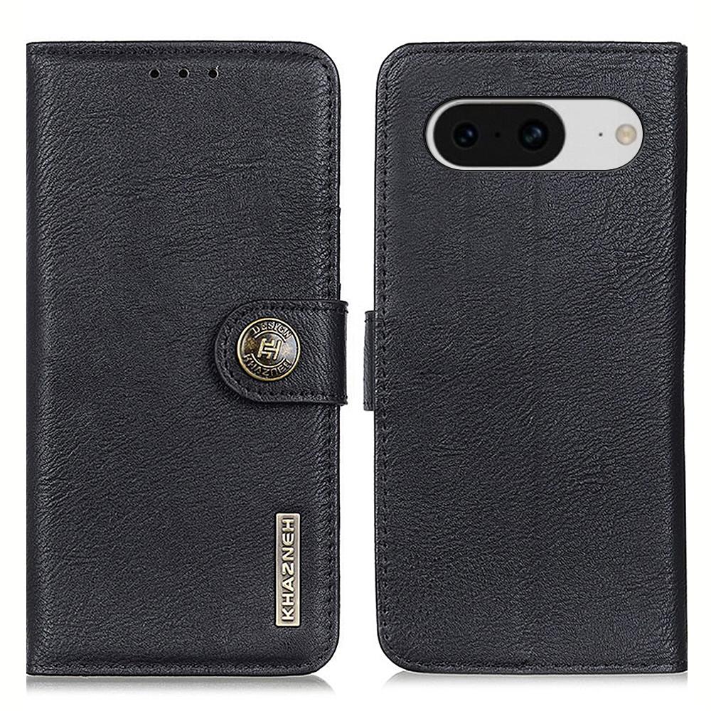 

KHAZNEH для Google Pixel 8 Кожаный чехол-кошелек с текстурой коровьей кожи и подставкой Чехол для мобильного телефона Black