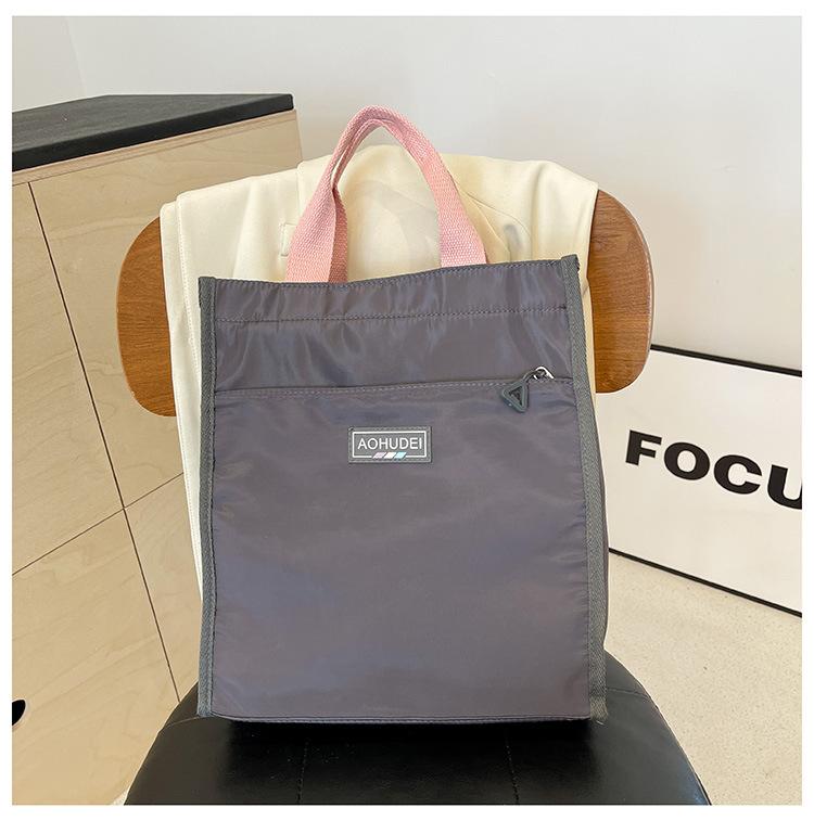 

New contrasting color portable lunch box bag, student carry bento bag at work, make-up bag, file bag, handbag. серый