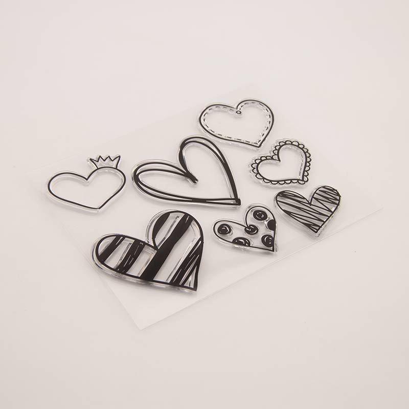 1pc Love Heart Transparent Silicone Clear Rubber Stamp Sheet Cling Scrapbooking DIY