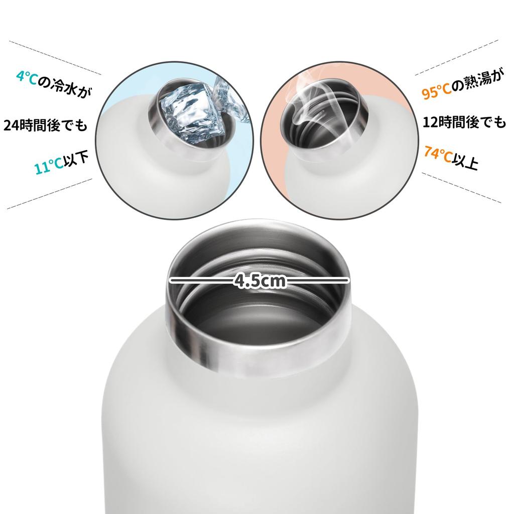 FJbottle 1 Liter Vacuum Insulated Stainless Steel Water Second for Direct Sports Includes Water Bottle Cover and Cleaning Suitable for and White