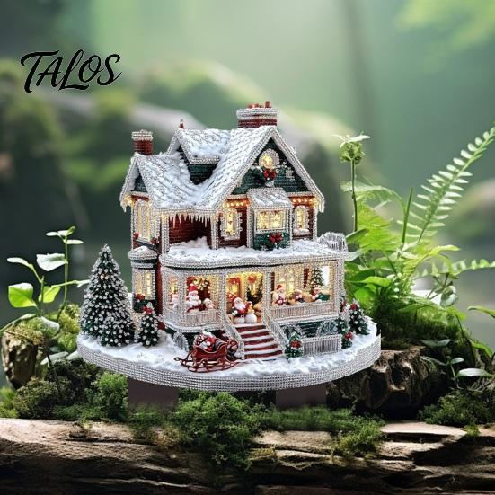 Garden Ornament for Christmas Snowy Cottage Stake, Acrylic Yard Sign, Durable Outdoor Festive Decor Winter Lawn Holiday Decoration Stake