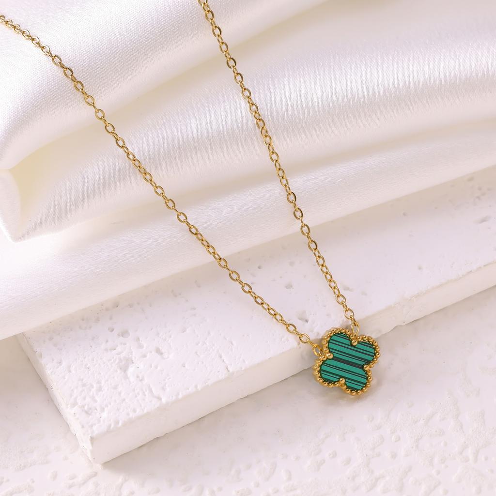 Lucky Four-leaf Clover Necklace Double-sided Titanium Steel Fade-resistant Women's Light Luxury High-end Sweater Chain