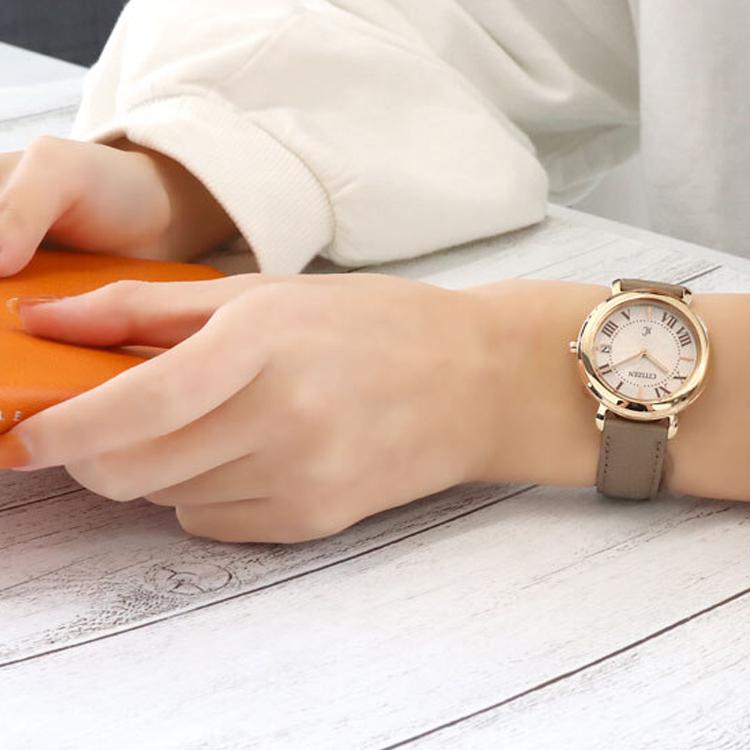 CITIZEN C Collection Quartz Movement Leather Strap Watch Women's Watch Silver Dial EO1203-03A