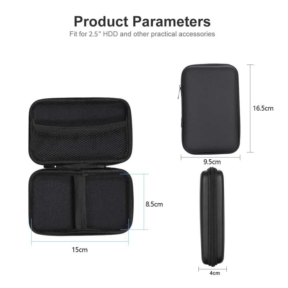 2.5 Inch   Carrying Case,   Resistant EVA Hard  ive Case with Elastic   Strap and Mesh  , for 2.5 Inch Hard Drive