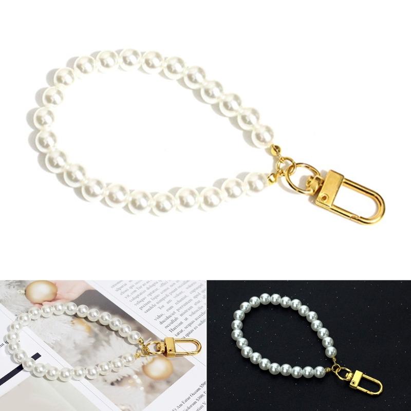 Fashion Imination Pearl Beads Keychain Lanyard Wrist Strap Phonecase Charm Keychain Decorations Pendant Cellphone Strap
