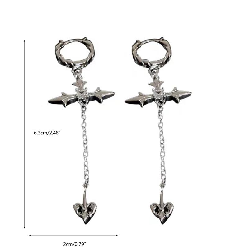 Fashionable Fringe Ear Rings Zircon Cross Tassels Earrings for Women Girls Commuting Temperament Earring Party Jewelry