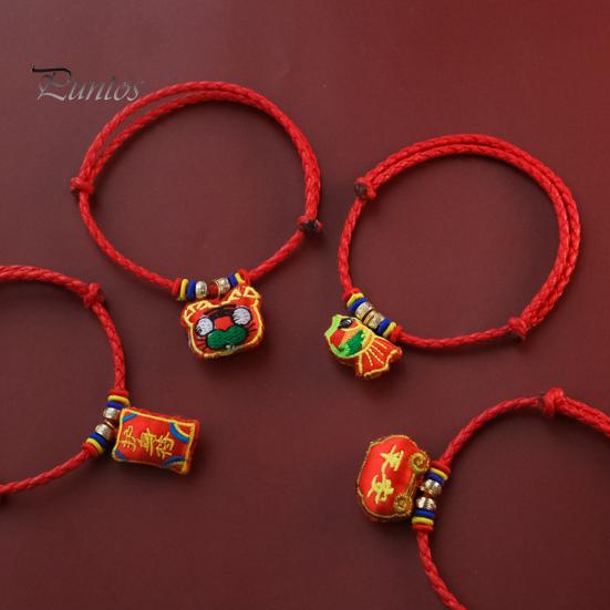 Cat Collar Pet Vibrant Color Adjustable Friendly to Skin Wear Resistant Ultra-Light Dress Dog Up Polyester Chinese New Year Lucky Red Pendant