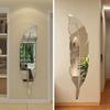 Large Modern Feather Mirror Wall Sticker 120x30cm Acrylic Art Mural