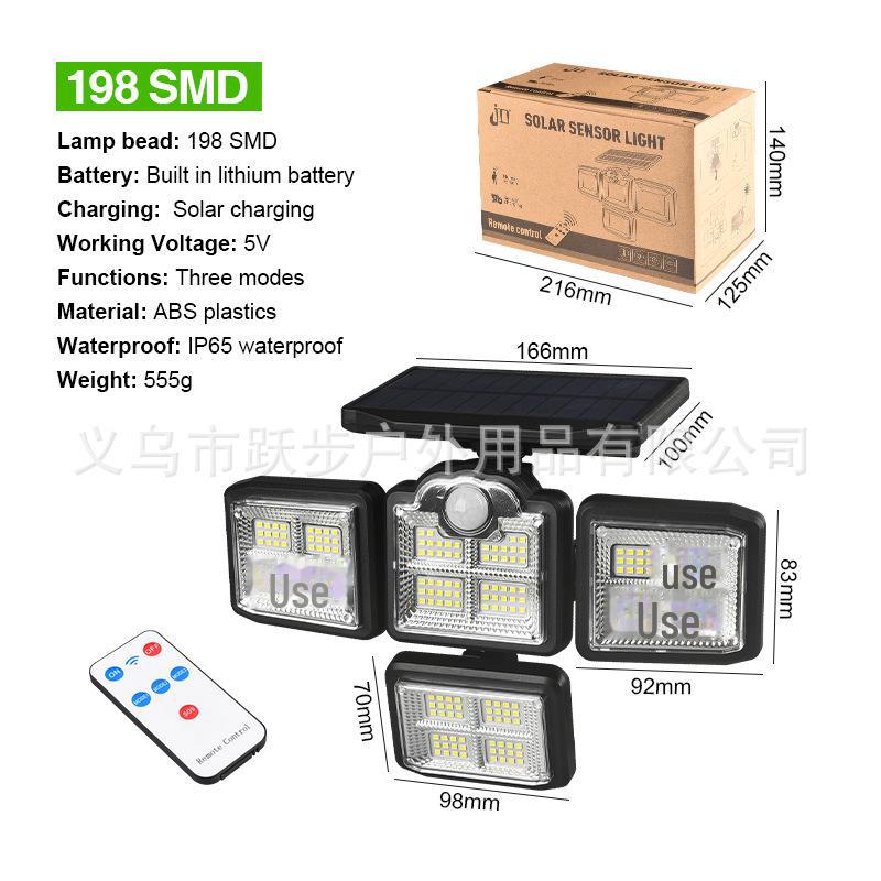 

Уличный солнечный водонепроницаемый настенный светильник с дистанционным управлением и датчиком движения для дома и сада Solar Garden Lamp