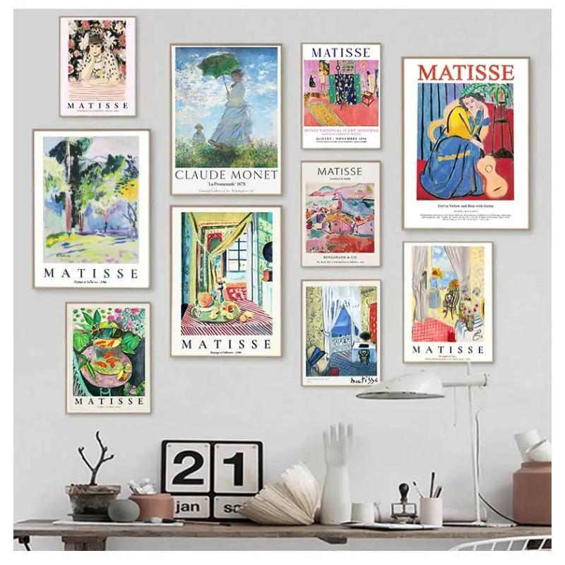 Scandinavian Classic Vintage Wall Art Matisse Monet Fish Garden Water Lilies Poster Prints Home Bedroom Living Room Decoration
