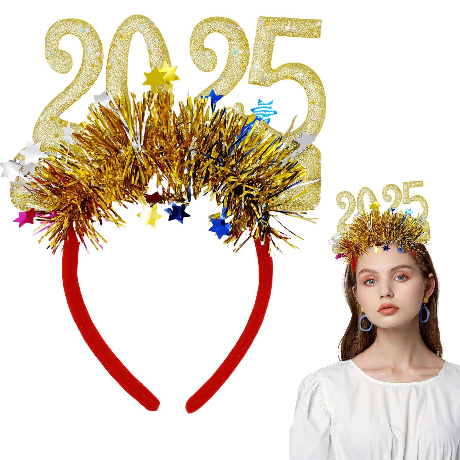 

Повязка на голову в канун Нового года 2025 года - Рождественская повязка на голову - Праздничная вечеринка, нарядная повязка на голову, украшения в виде звезд - Празднование Нового года One Size жёлтый