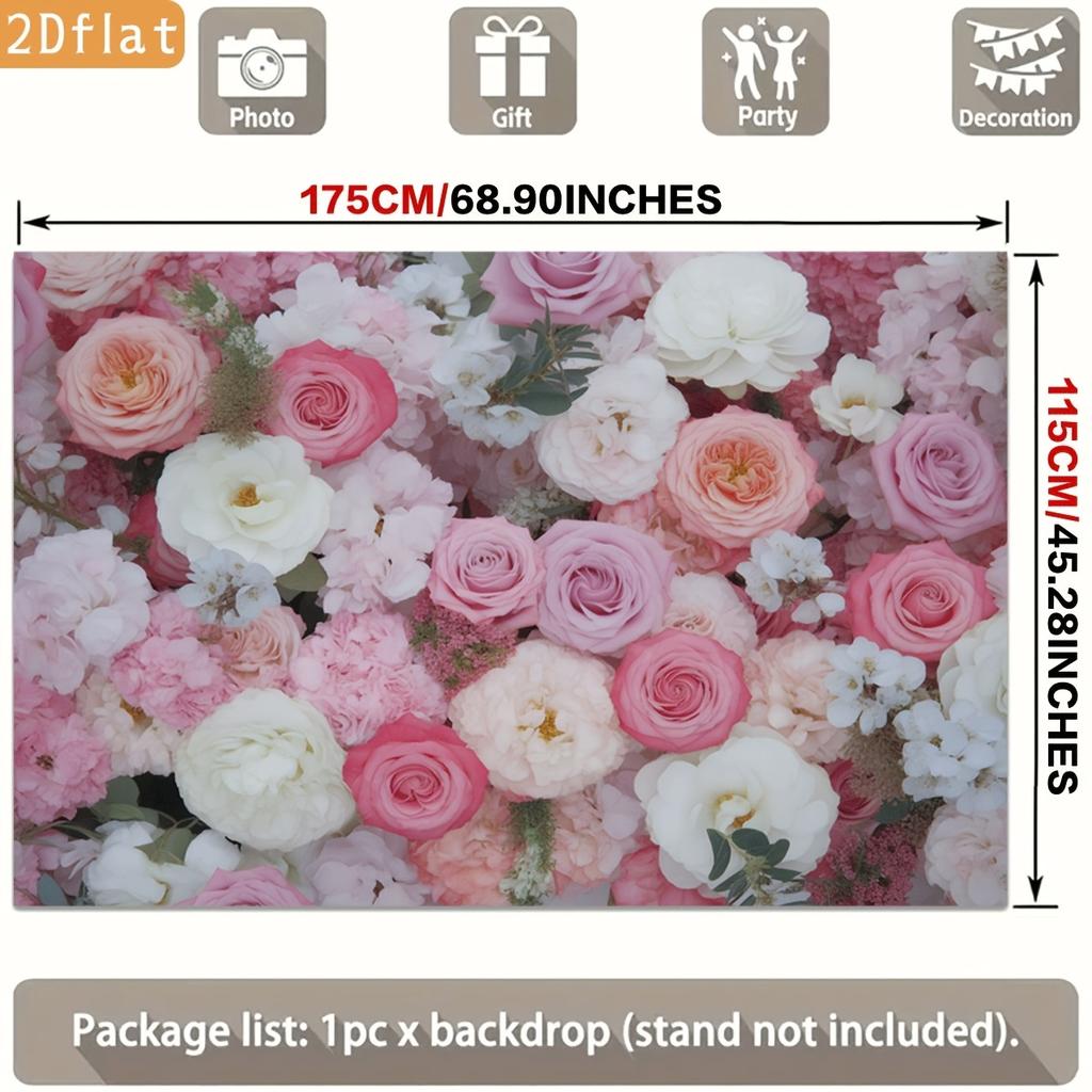 1Pcs Pink White Rose Peony Decoration Background Winter Backdrop Decorations For Photo Studio Photo Booth Christmas Party