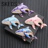 SKEDS Creative Design High-End Fashion Whale Brooch Personalized Cute Unisex Clothing Pin Luxury Rhinestone Badge