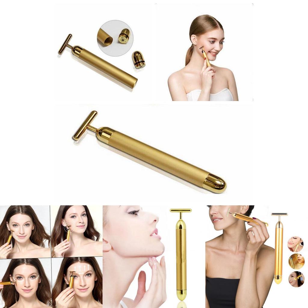 Premium Goldener Gesichts-Massage-Stab Elektrischer Gesichtsmassager Schönheitswerkzeug für Zuhause und Spa-Anwendung