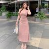 New French Design Pink Striped Dress Women's Clothing Summer Super Beautiful Pear Shape Body Dress