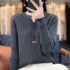 Women's Fall Bottom Shirt Long Sleeve Pullover Round Neck Knit Sweater