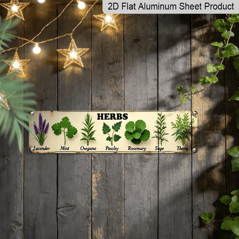 2D Flat 1pc Aluminium Decorative Sign - Featuring Herbs, Perfect for Vintage Wall Decoration in The Kitchen, Dining Area, or Entryway. Ideal for