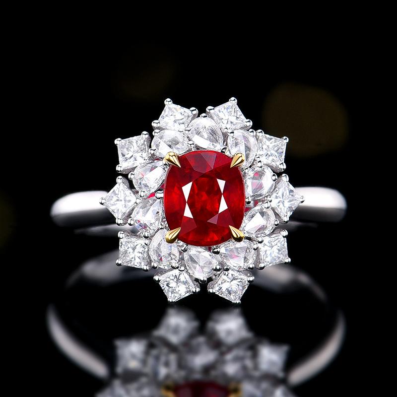 BELLA BOX New Imitation Natural Ruby Split Open Ring Feminine Color Treasure Ring
