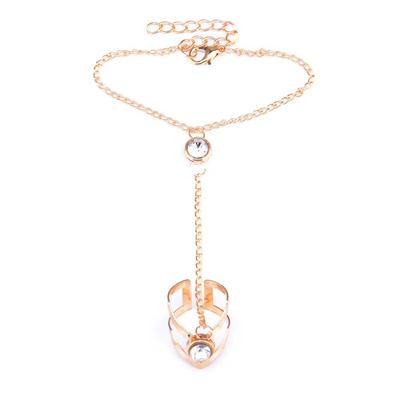 Fashion Retro Jewelry Openwork Geometric Diamond Arrow Ring Conjoined Exaggerated Finger Chain Set Chain.