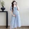 2026 Summer Lace-Up Waist Maternity Dress - Romantic & Casual Long Style