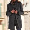 Women's Casual Solid Color Woolen Jacket with Collar and Pocket Long Sleeve Button Up Coat