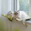 Luxury Window Mount Cat Hammock - Striped Green and White, Removable Cushion, Sturdy Plastic Frame, Comfortable All-Season Cat Nest