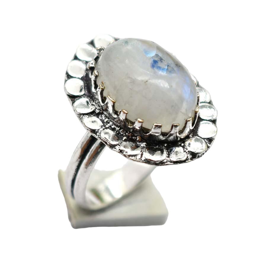 Moonstone Ethnic Handmade Ring Jewelry US Size-7 R 5682