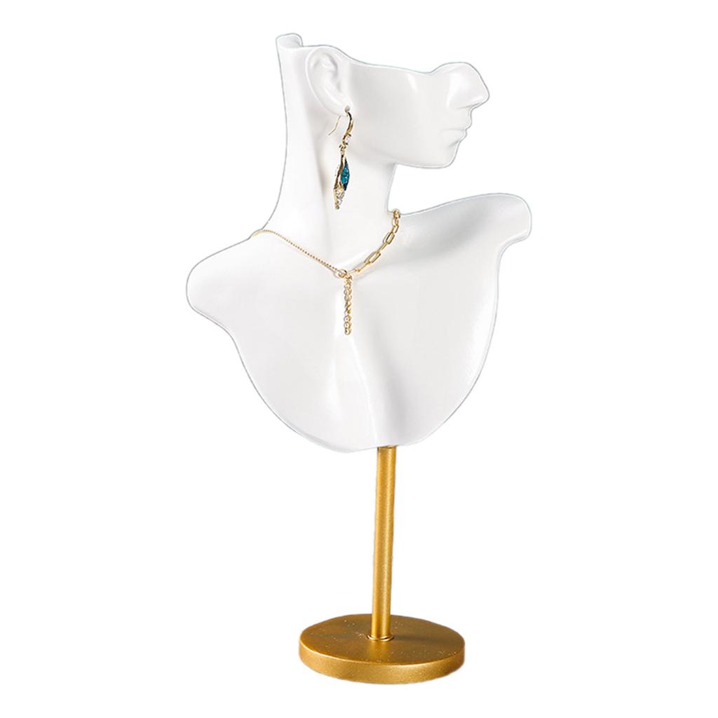 Stylish Neck Model Stand Necklace Showcases Stand Earrings Holder Resin Texture Jewelry Holder for Showcasing Jewelry