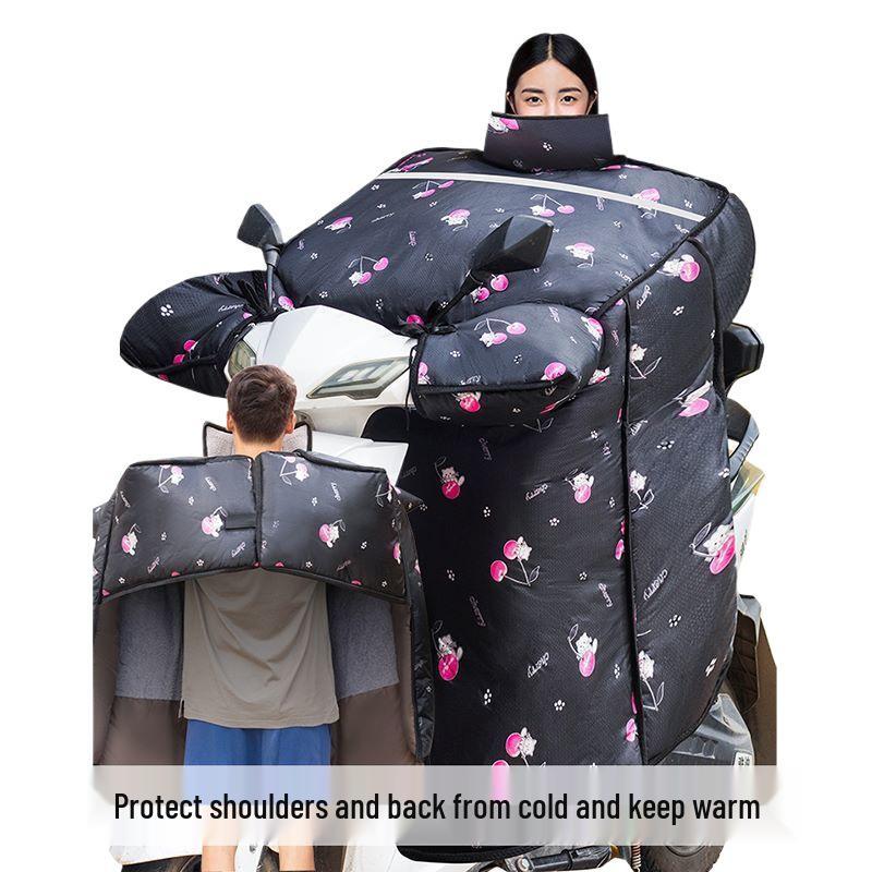 Bardzo gruby aksamitny zimowy ekran na przednią szybę: Wodoodporny/Wiatroodporny na rowery elektryczne i trójkołowe