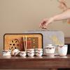 Nordic Ceramic 10-Piece Tea Set with Red Dunhuang Gaiwan