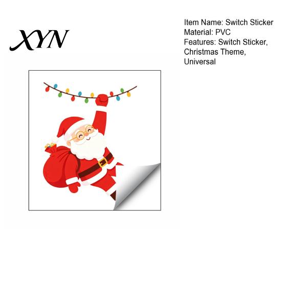 Decorative Light Switch Decals Santa Claus On Swing Sticker, PVC Wall Decal, Socket Panel Stickers Removable Self-adhesive Cover for Bedrooms