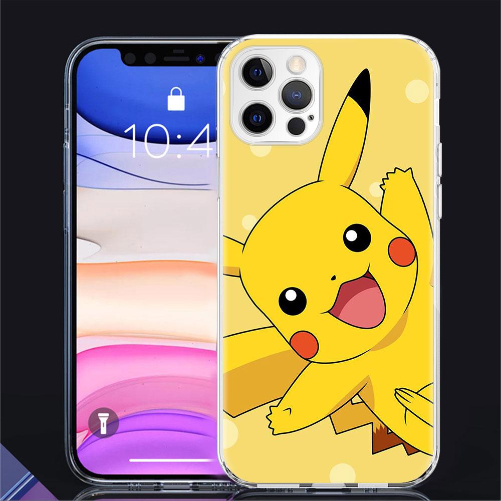 Clear Case For Apple iPhone 11 14 13 Pro 12 7 8 Plus SE 2022 XR X XS Max 6 6S 14Pro Silicone Phone Cover Retro Anime Pokemon