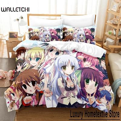 Móda 3D The Little Busters Ložní sady Sada povlaku na přikrývku s povlakem na polštář Dvojlůžko Plná Velikost Queen King Povlečení Ložní prádlo