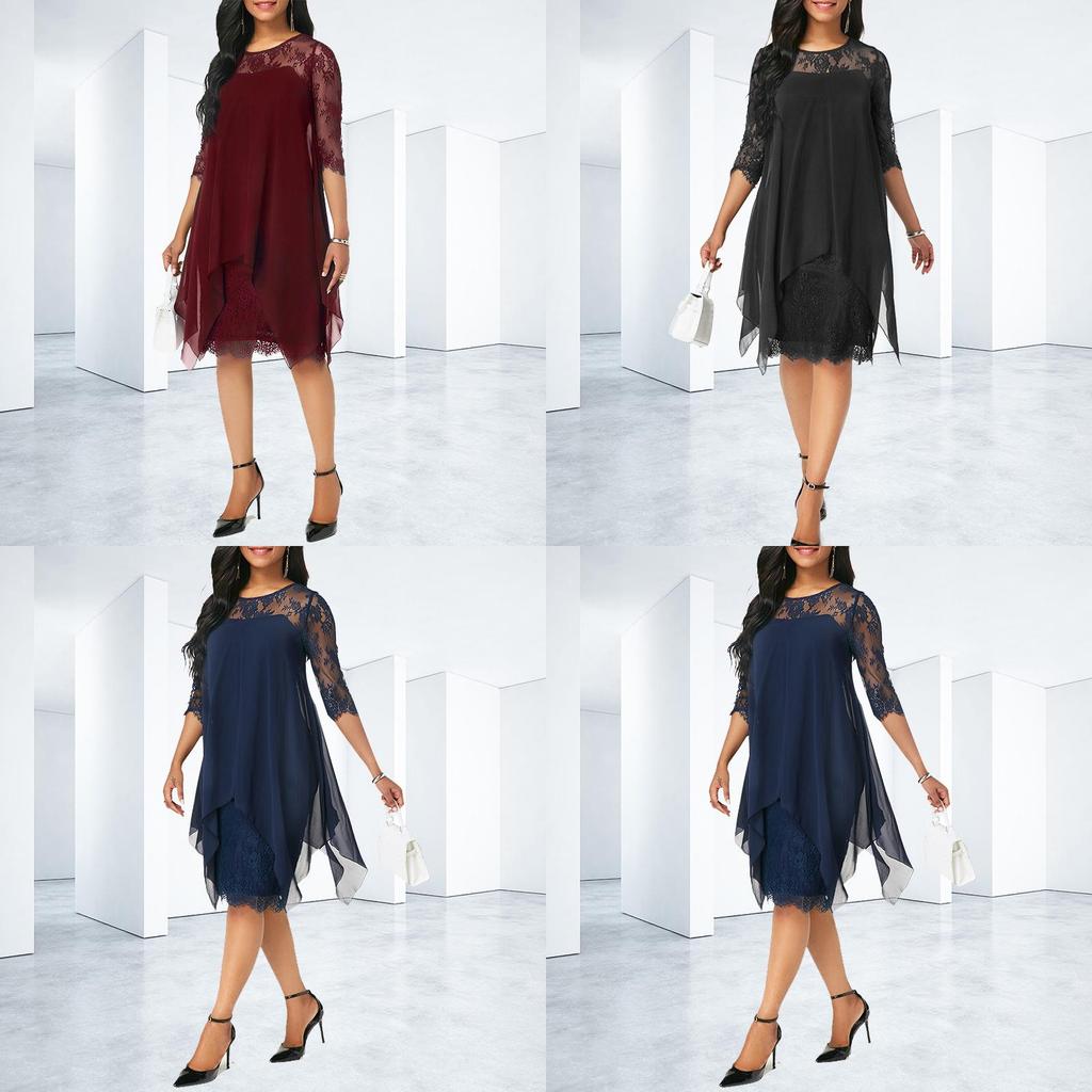 Stunning Plus Size Womens Long Lace Dress With Fashionable Overlay Design