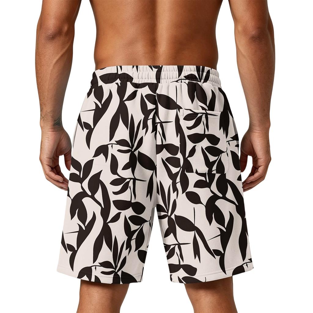 Men Floral Print Loose Fit Athletic Training Gym Beach Shorts with Pockets Elastic Waistband Drawstring Casual Sportswear
