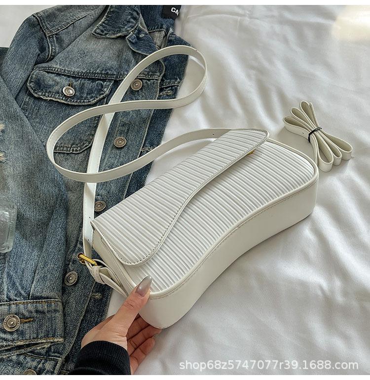 Textured handbag 2025 spring new women's bag niche retro shoulder bag personalized striped crossbody bag trend