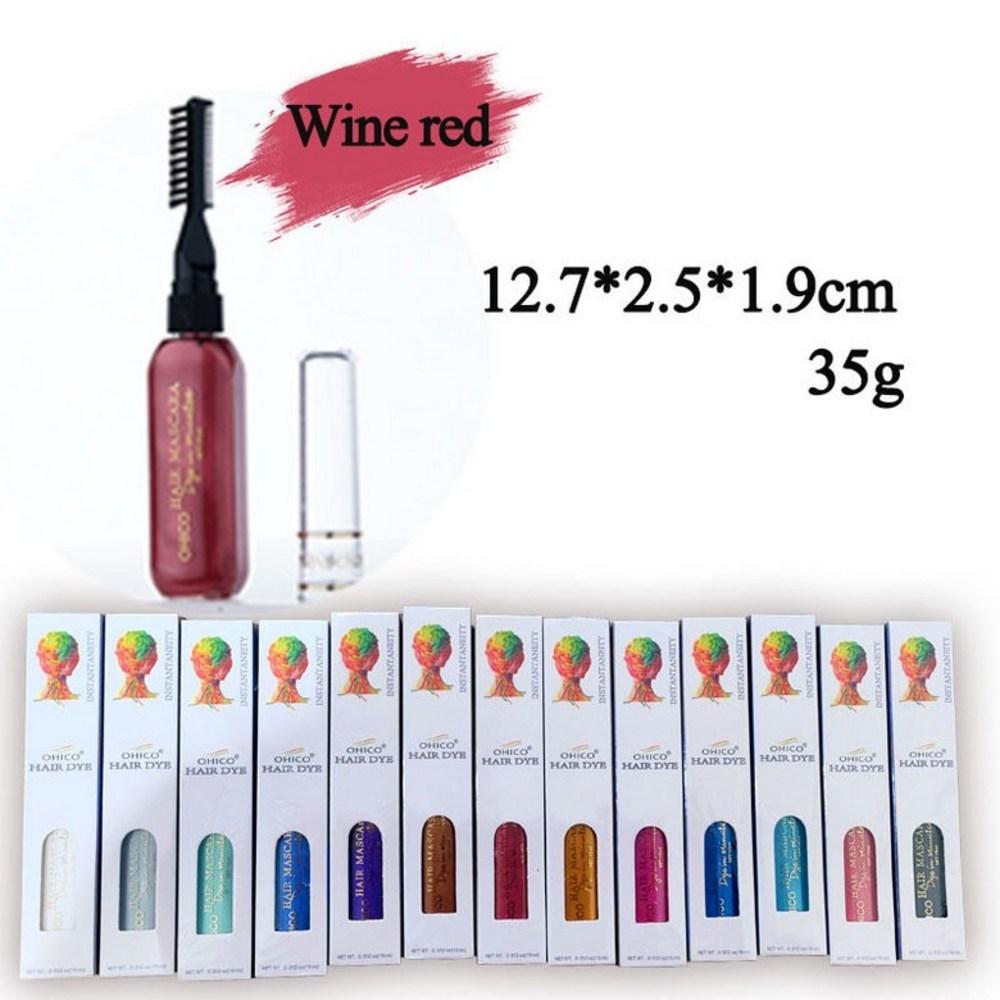 Hair Pen Disposable Temporary Dye Partial Dye DIY Hair Chalk Gray Hair Root Cover Festival Cosplay Ring Waterproof Ink Portable 1 pcs No. 9 Wine Red