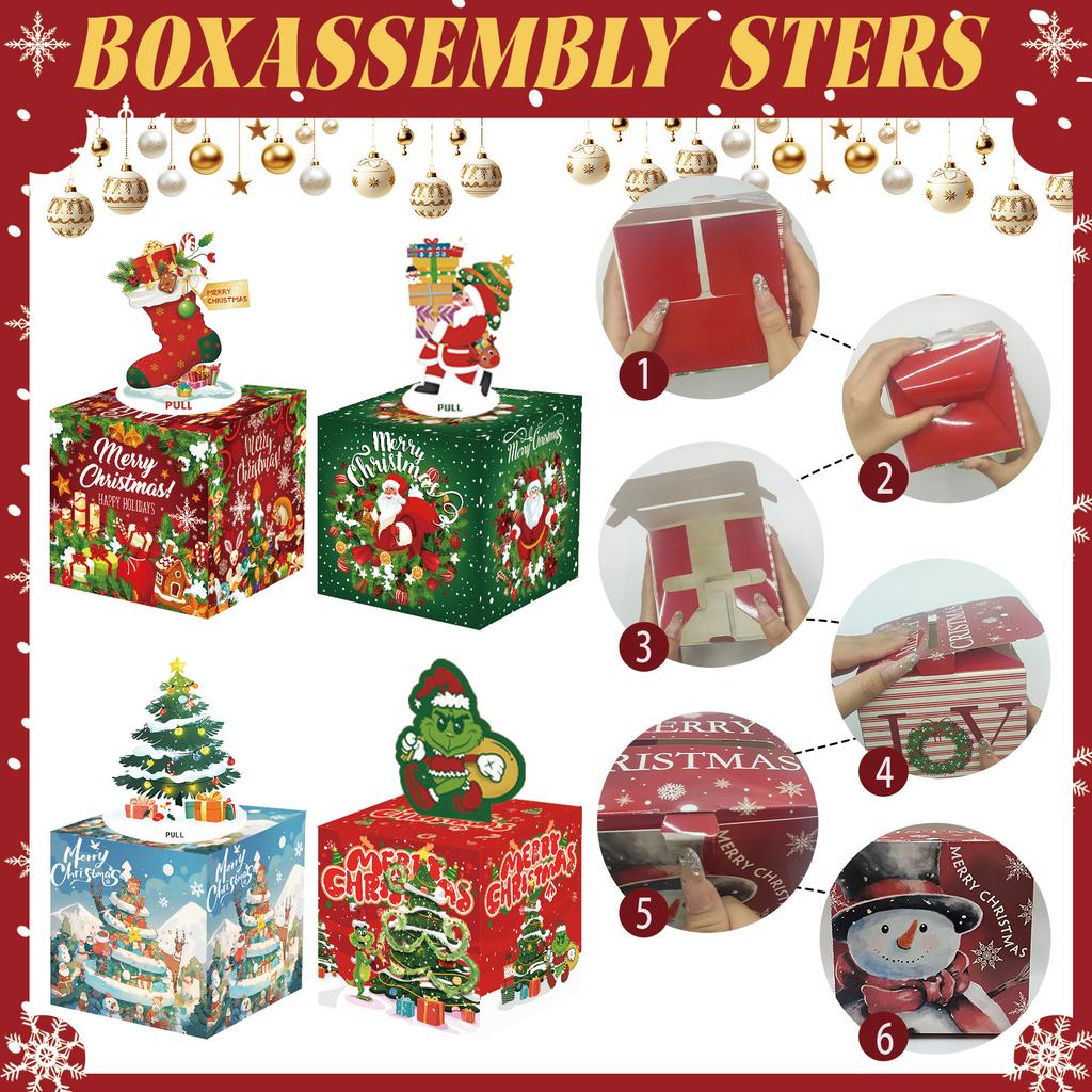 4 Sets Of Christmas Gifts In Different Styles Christmas Theme Party Surprise Money Gift Box Gifts