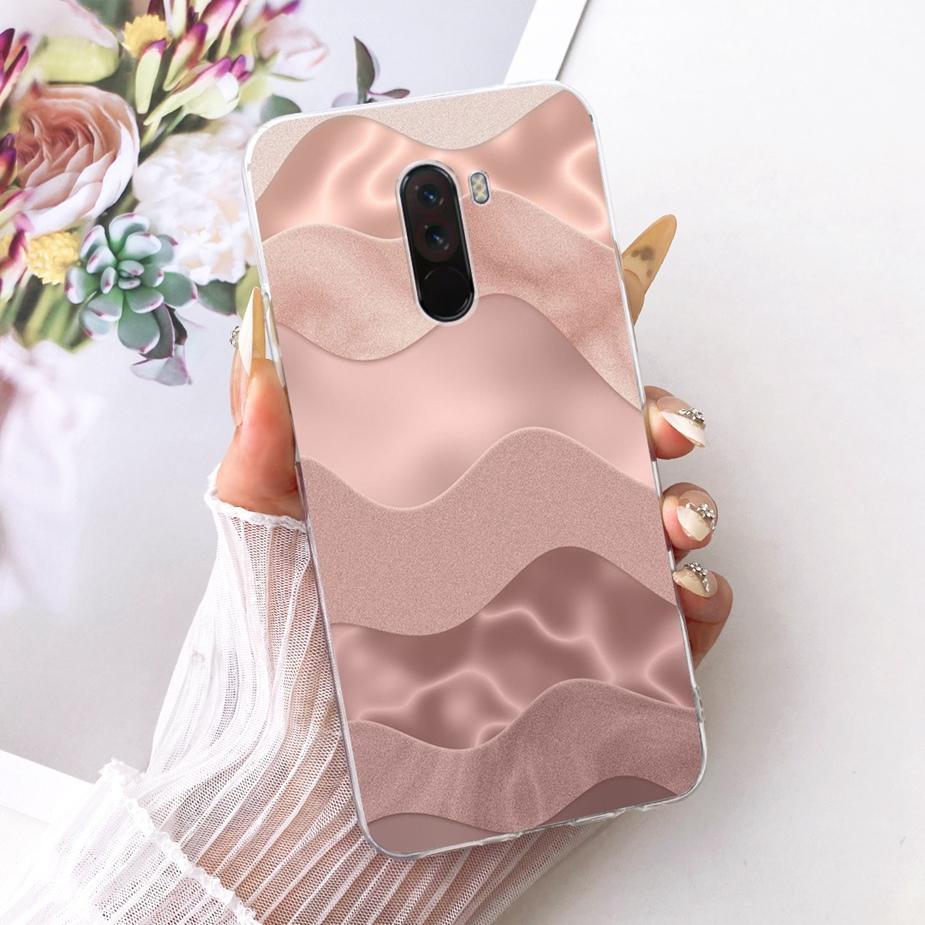 Para Xiaomi Pocophone F1 Funda Lujo Lazo Flores Pintadas Cubierta 6.18'' Suave TPU Funda para Teléfono Para Xiaomi Poco F1 PocoF1 Fundas Bumper
