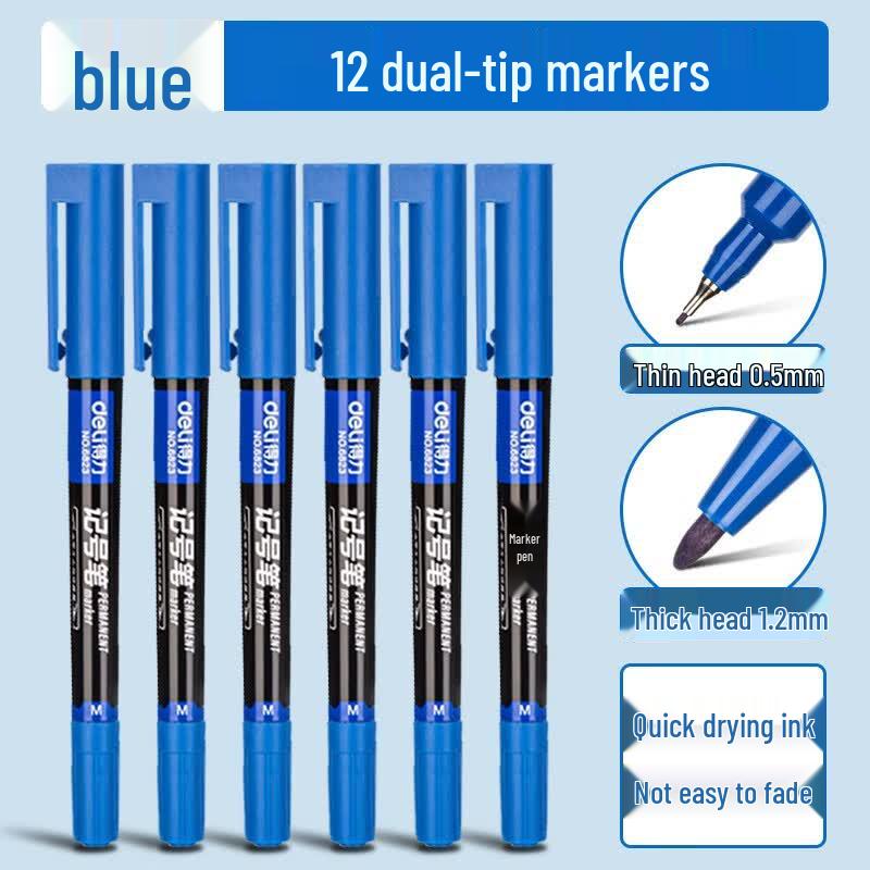 Deli Dual-Tip Multi-purpose Marker Pen синий