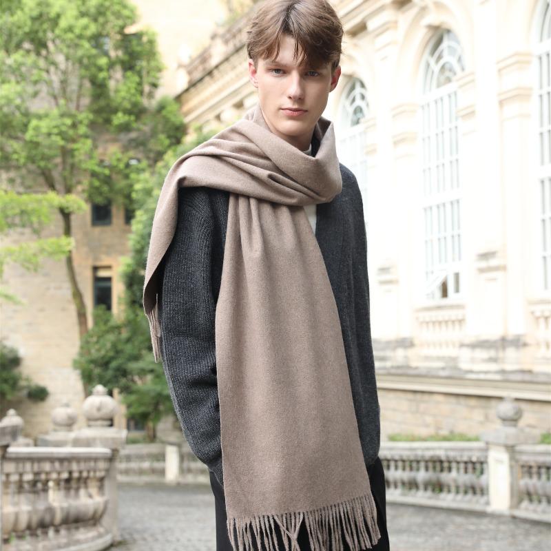 Wool Scarf Men's Autumn and Winter Cashmere Scarf Women's Winter High End Versatile New Solid Color Men's Scarf