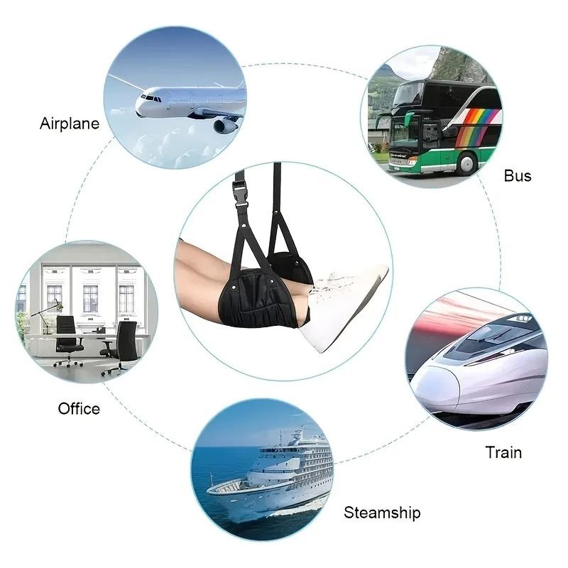 Portable Hammock Leg Rest, Aircraft Footrest with Adjustable Straps, the Perfect Travel Accessory