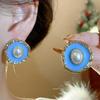 Silver Needle Oval Pearl Stud Earrings - Angel's Eye Style, Luxury High-End Women's Jewelry