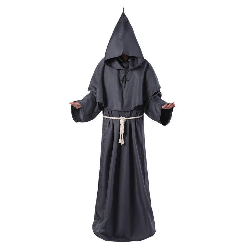 Halloween Decoration Costume Robe Friar Priest Robes Witch Wizard Cloak Cape Party Death Ghost Vampire Devil Demon Cosplay 1 Set