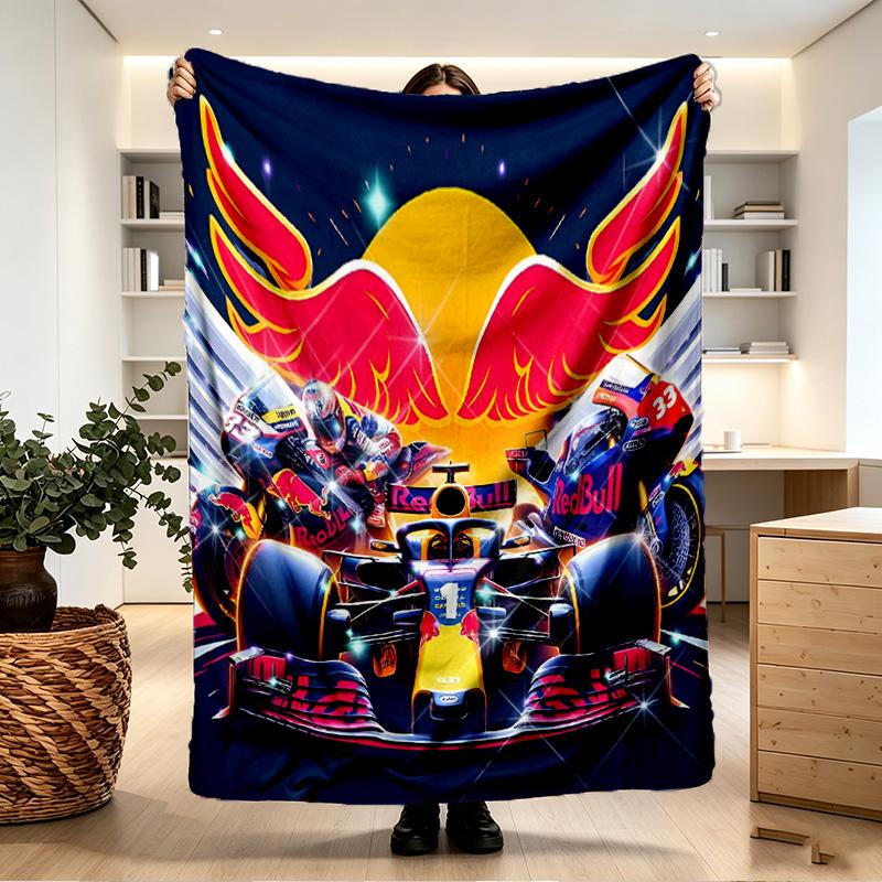 Přikrývka s potiskem Red Bull Racing - Měkká a pohodlná, do ložnice, na cesty, na pohovku, jako domácí dekorace - Dárek k narozeninám, Vánocům pro kamaráda